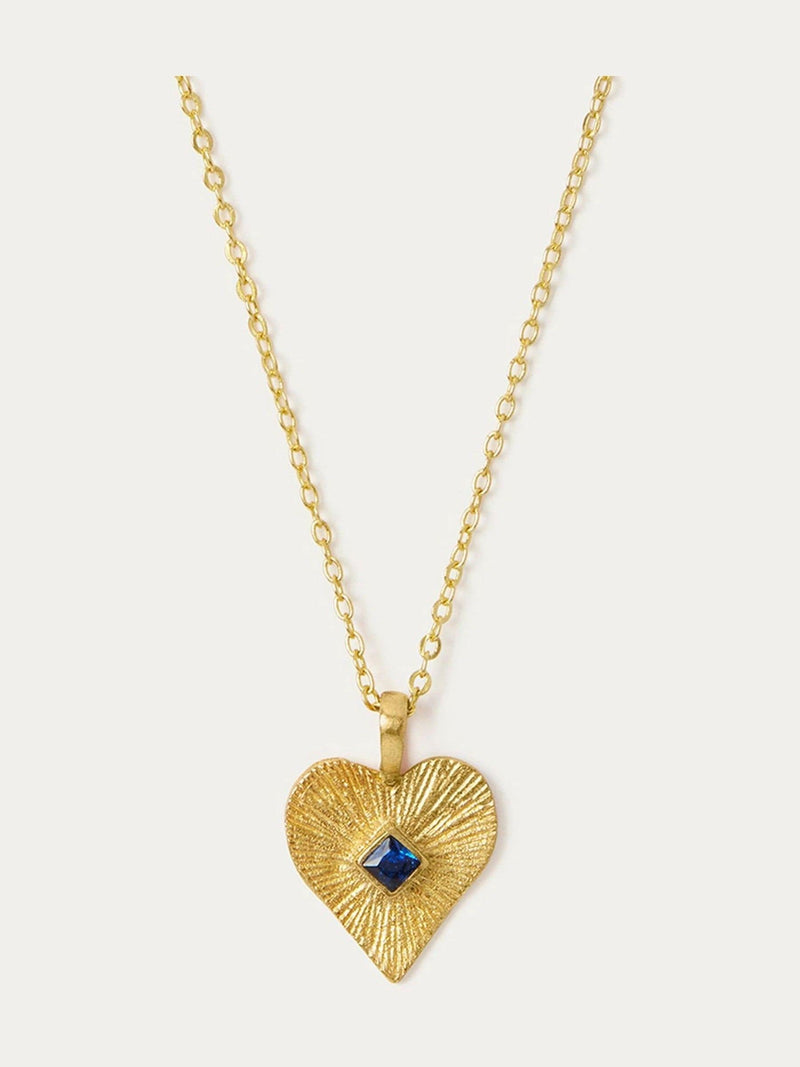 Ottoman Hands blue crystal heart pendant necklace, imported from the UK