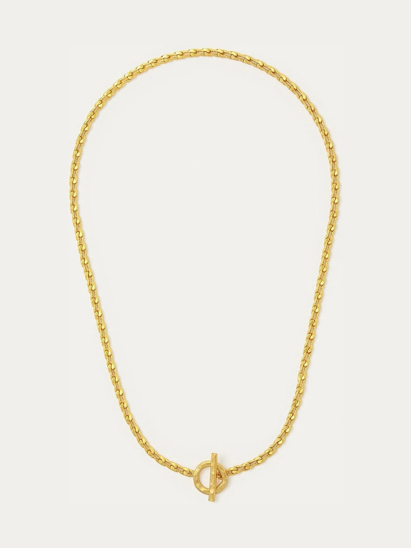 Ottoman Hands Thea snake chain necklace gold tone t-bar (British brand)