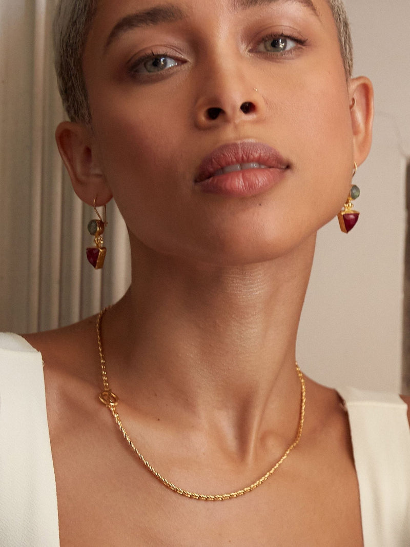 Ottoman Hands Thea snake chain necklace gold tone t-bar (British brand)
