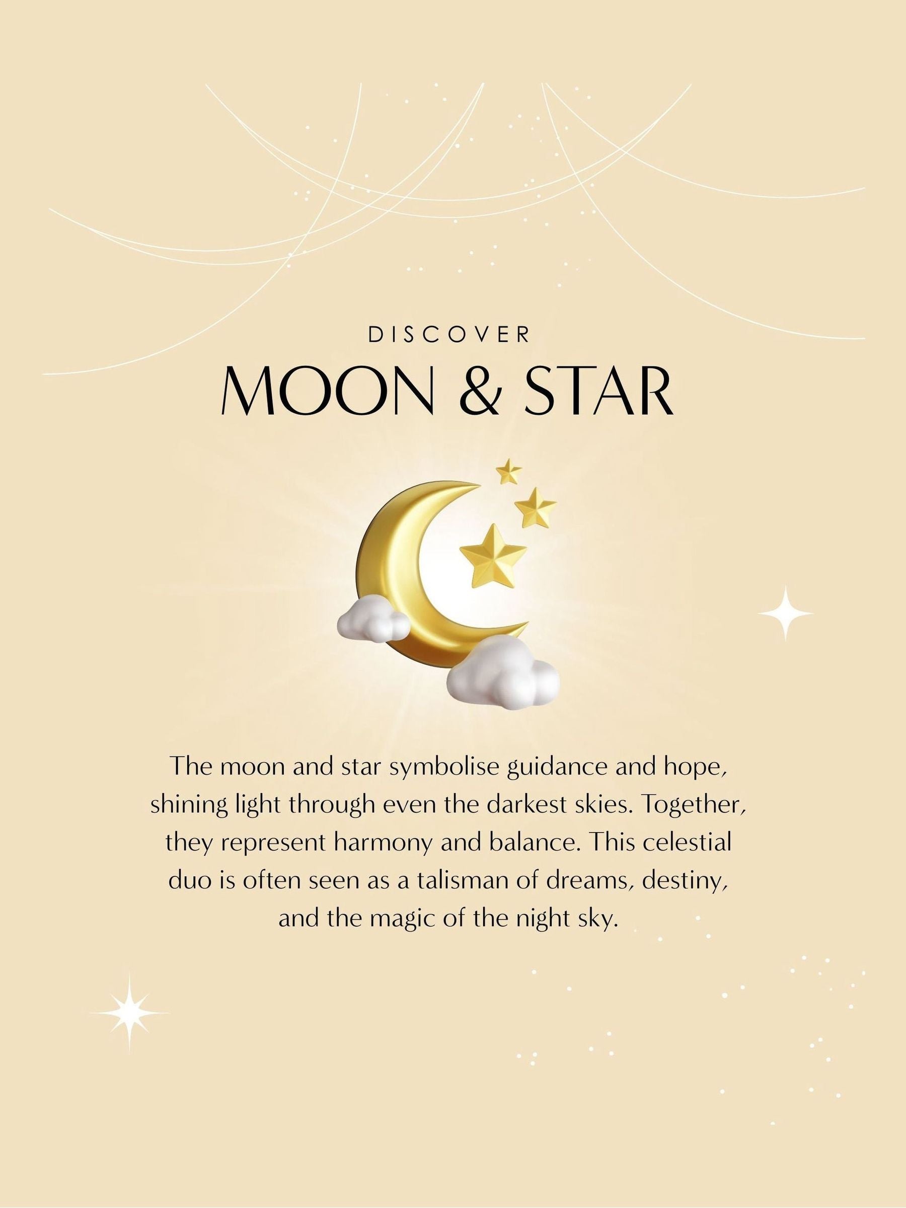 Ottoman Hands gold tone moon and star drop stud earrings, imported from the UK