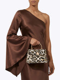 Carvela Amara top handle bag leopard print with gold details - British product