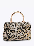 Carvela Amara top handle bag leopard print with gold details - British product