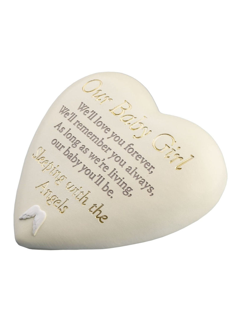 Widdop white heart plaque baby girl 16.5cm - British product