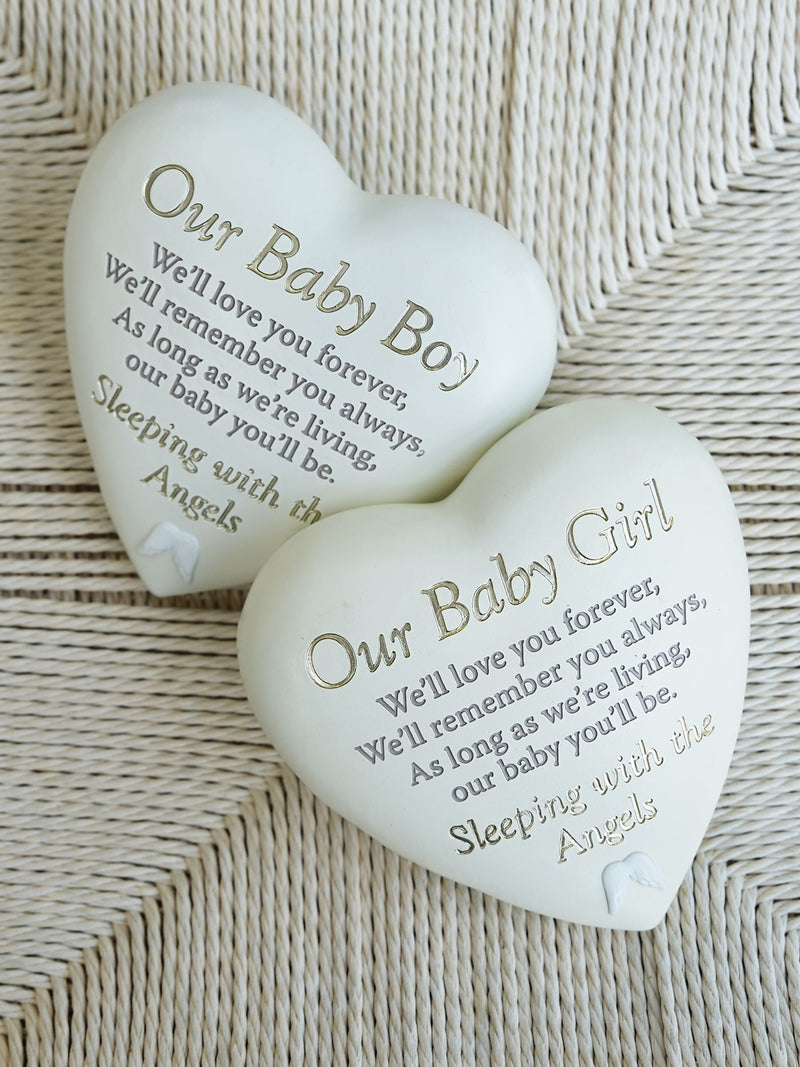 Widdop white heart plaque baby girl 16.5cm - British product