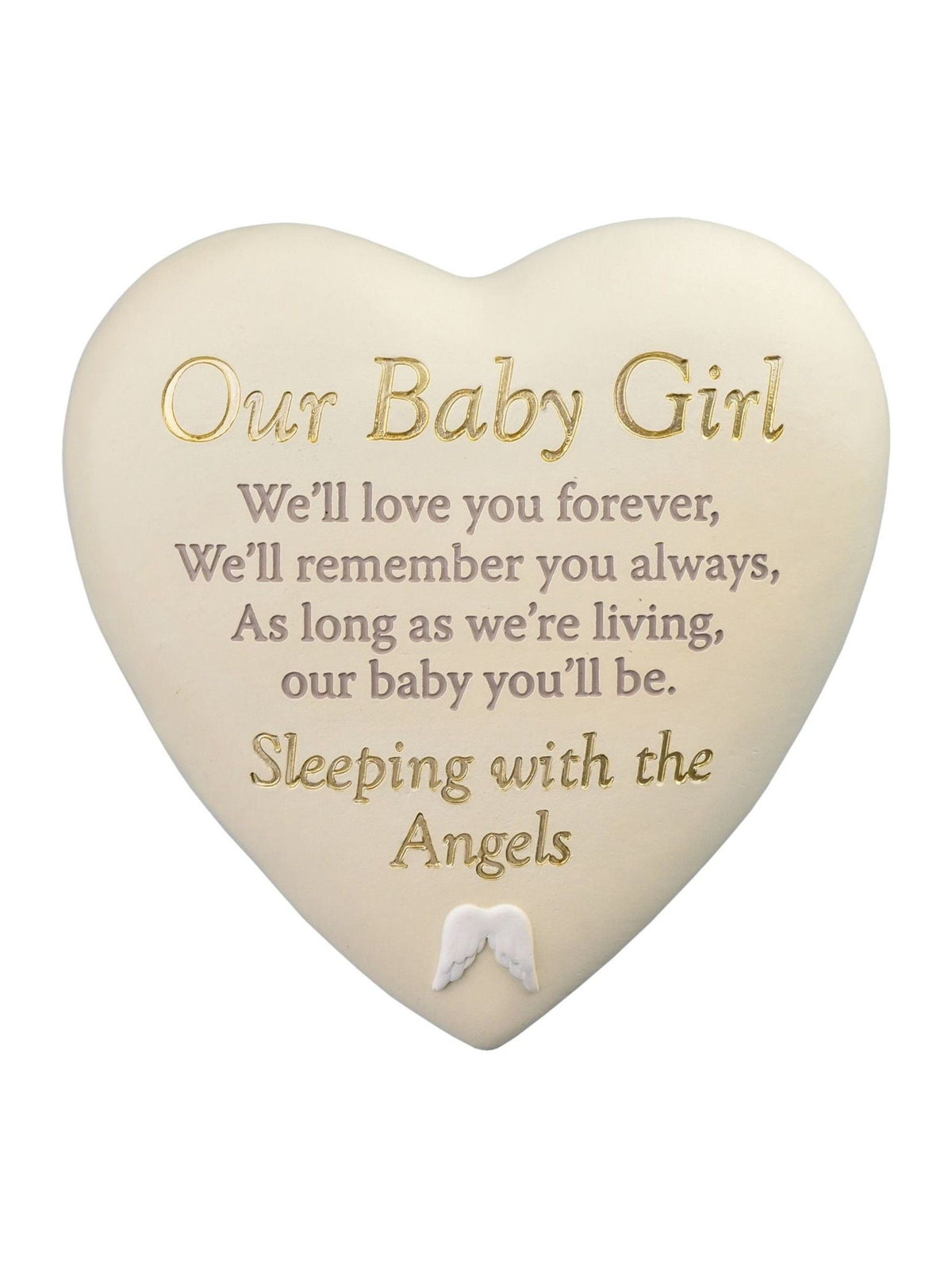Widdop white heart plaque baby girl 16.5cm - British product