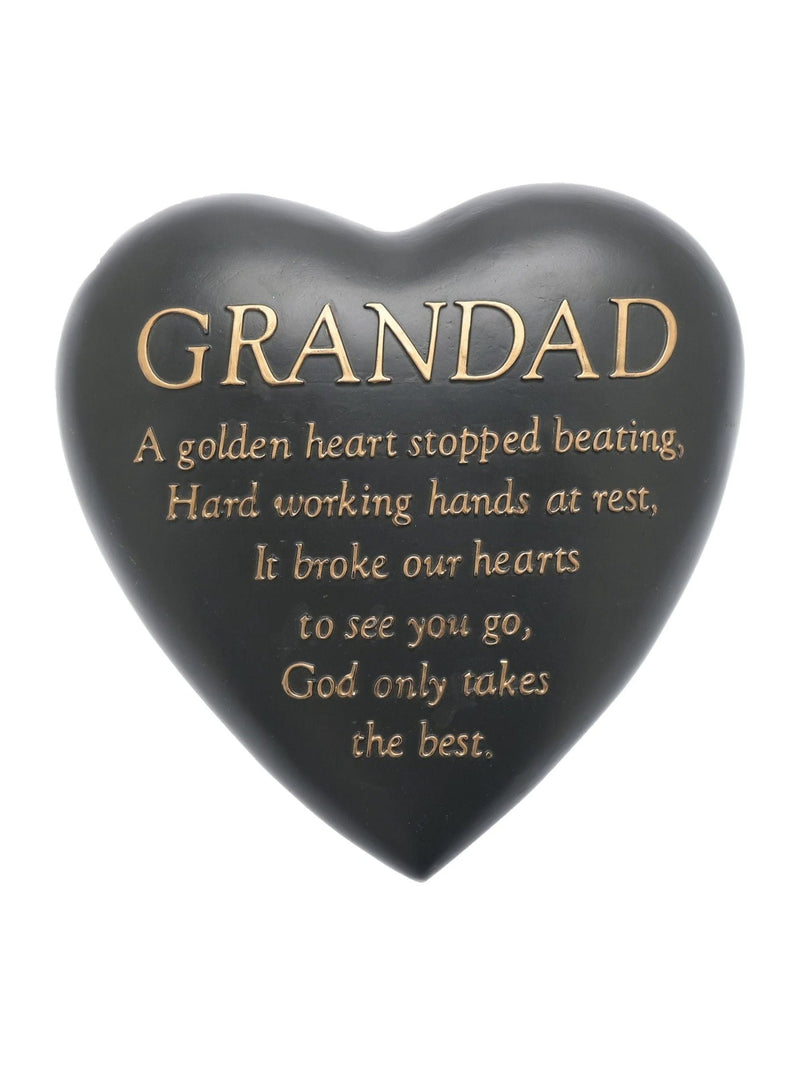 Widdop grey graveside heart plaque for grandad, UK version