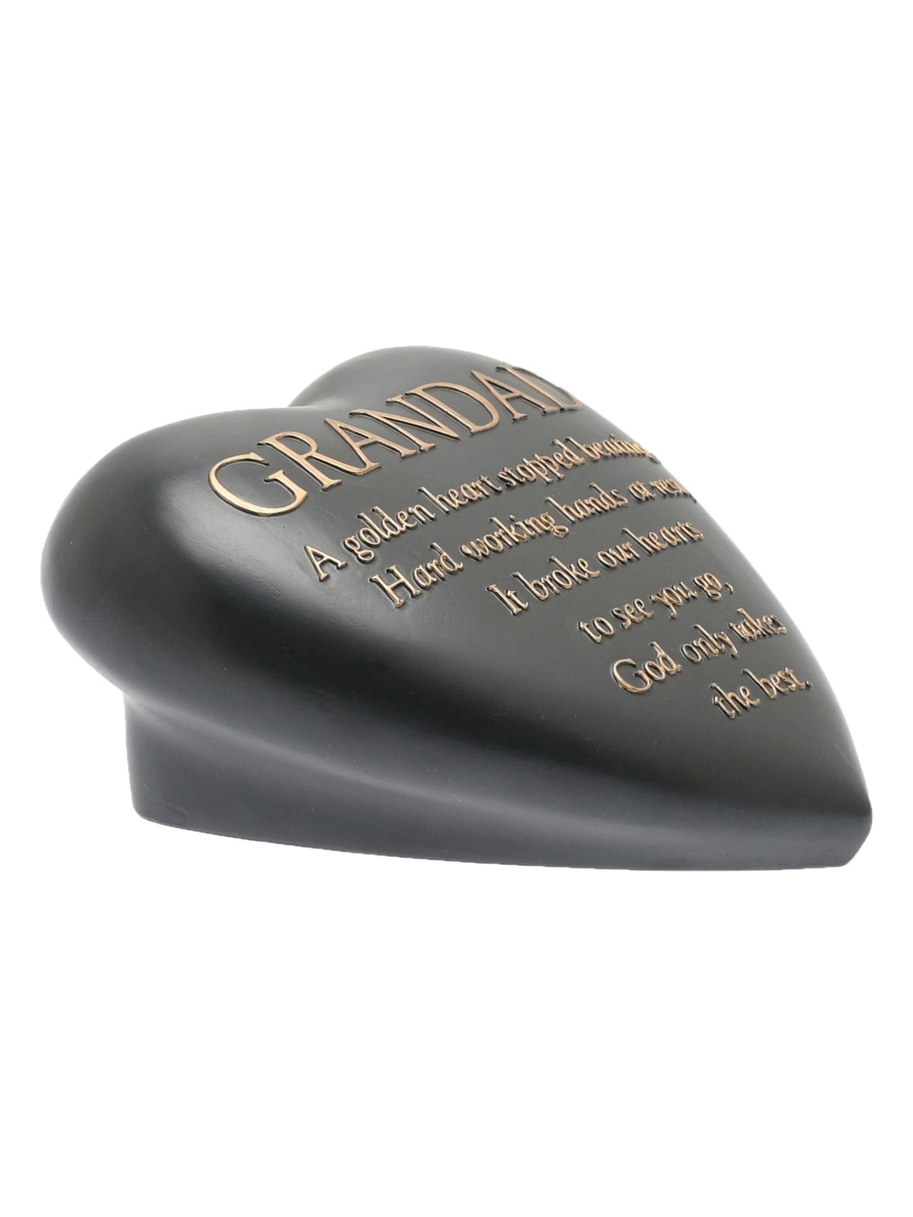 Widdop grey graveside heart plaque for grandad, UK version