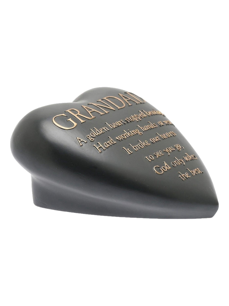 Widdop grey graveside heart plaque for grandad, UK version