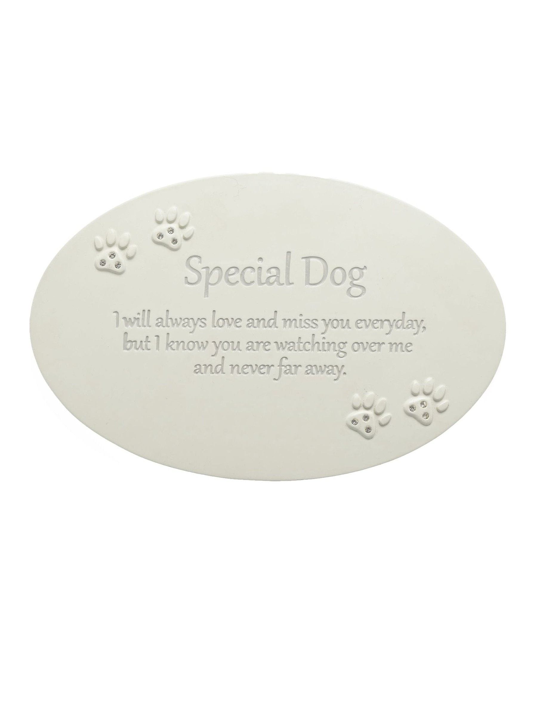 Widdop cream resin memorial plaque with paw print 13.5cm - British product