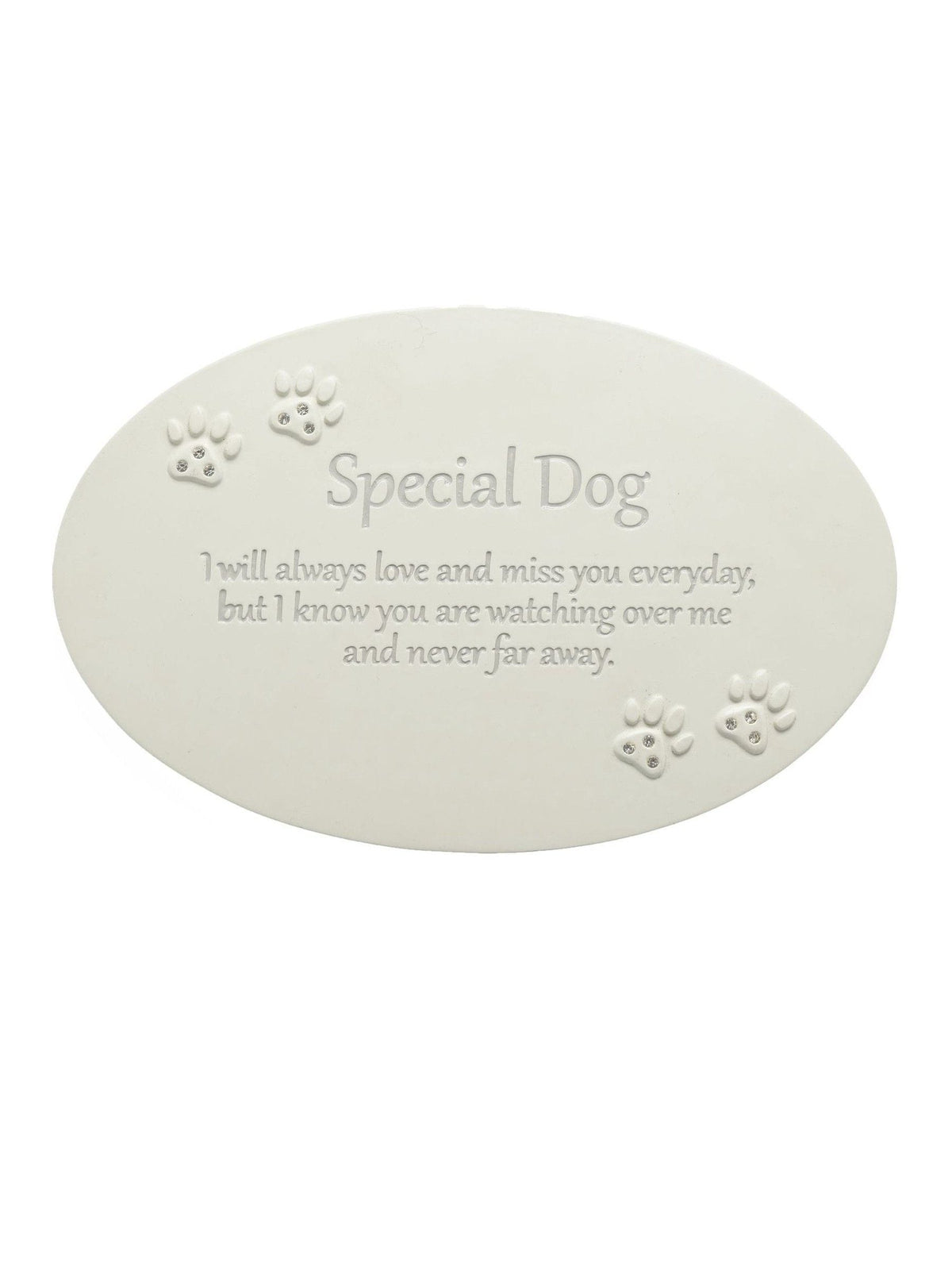 Widdop cream resin memorial plaque with paw print 13.5cm - British product
