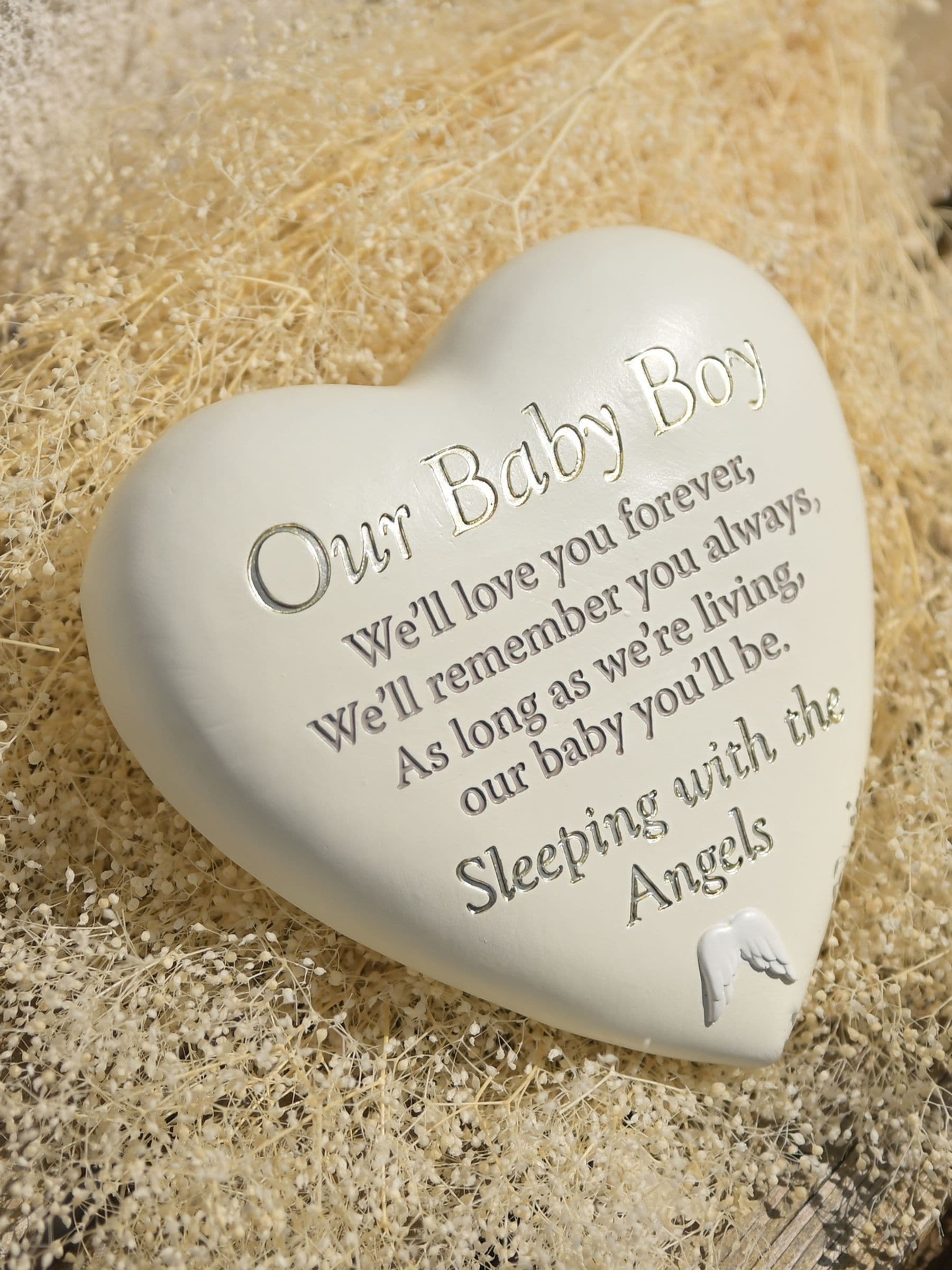 Widdop baby boy memorial heart plaque, UK version