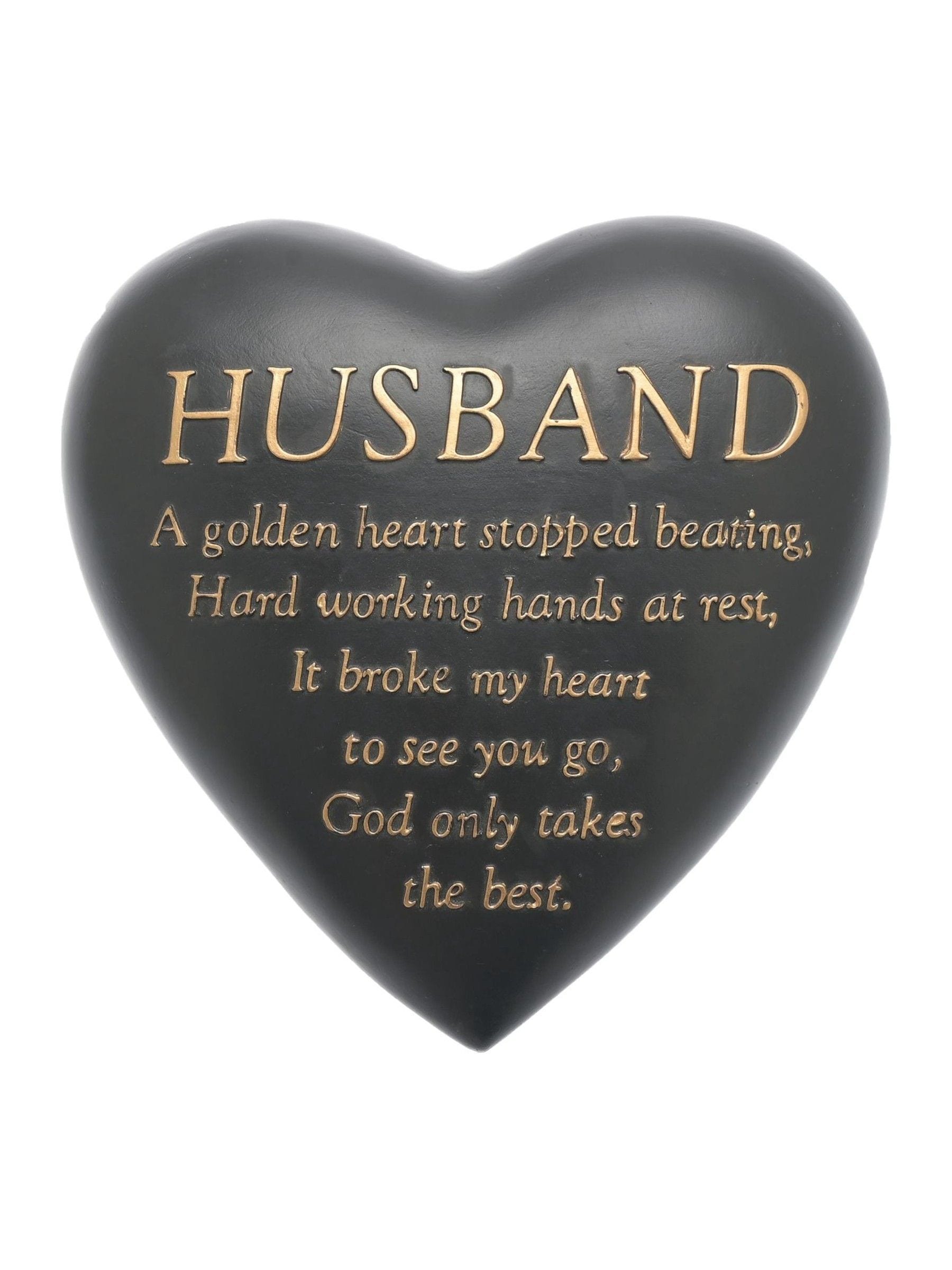 Widdop grey heart memorial plaque husband 16.5cm, imported from the UK