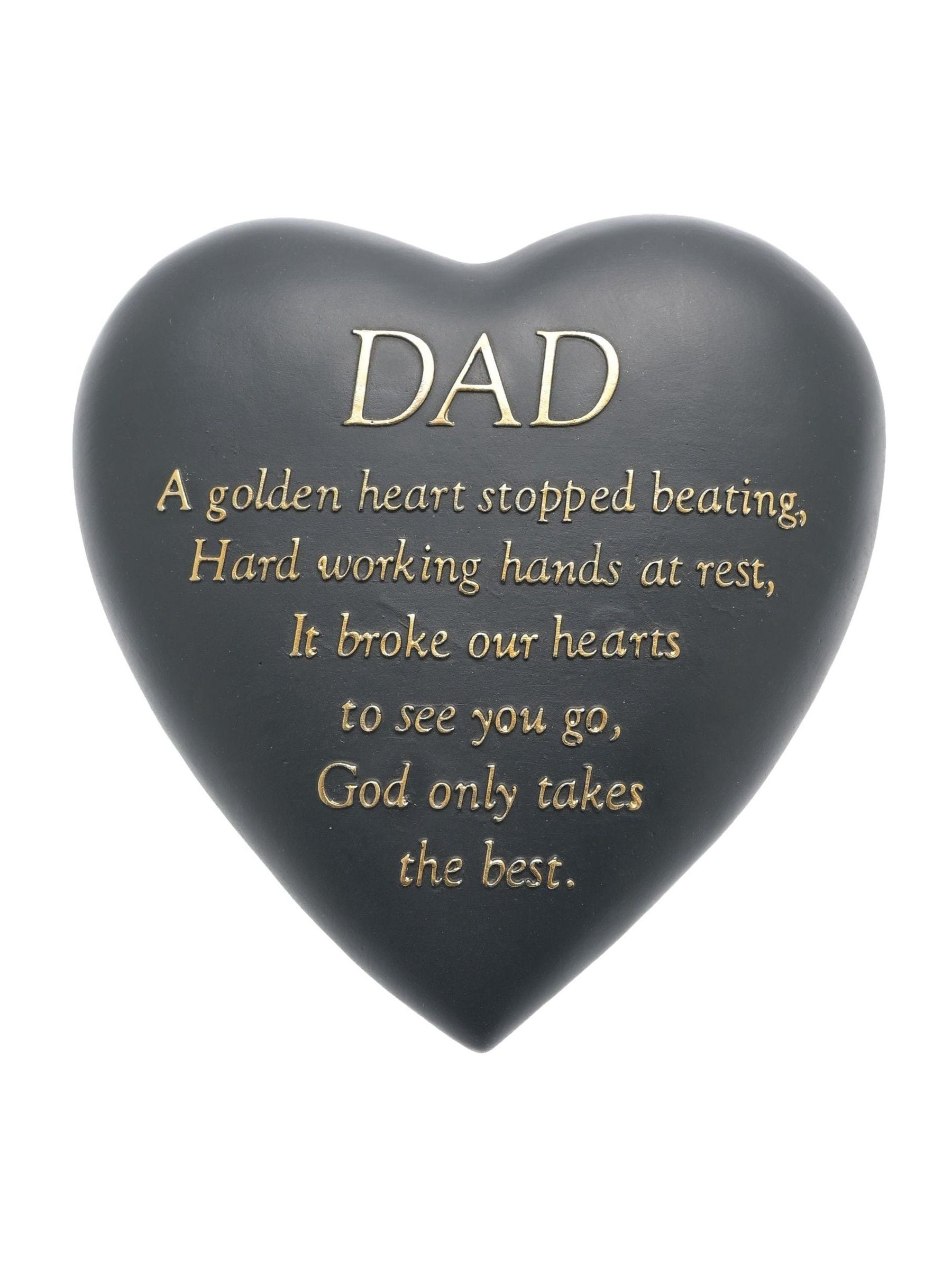 Widdop dad memorial heart plaque 15.5cm, imported from the UK