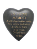 Widdop grey heart plaque in loving memory ornament - British product