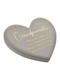 Widdop grandparents memorial heart plaque in grey, imported from the UK