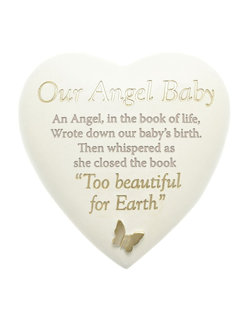 Widdop white heart-shaped remembrance plaque (British brand)