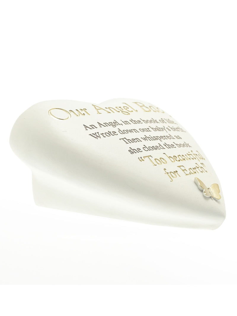 Widdop white heart-shaped remembrance plaque (British brand)