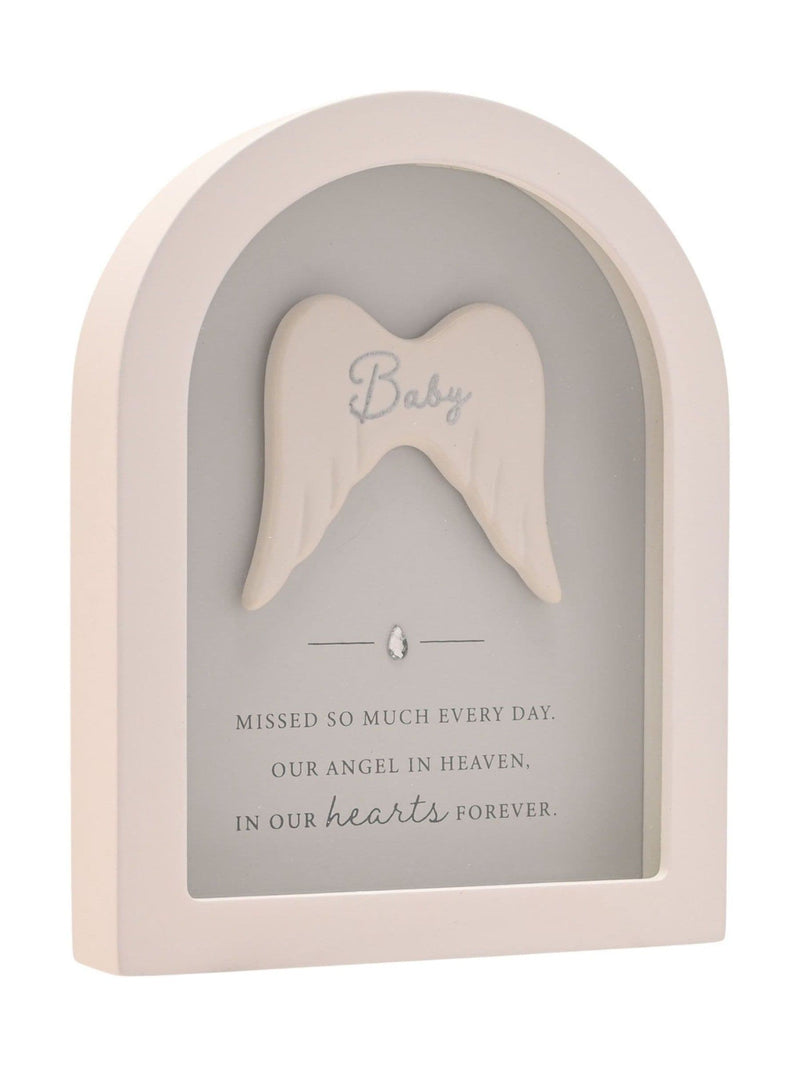 Widdop white arched baby memorial plaque 18cm, UK version