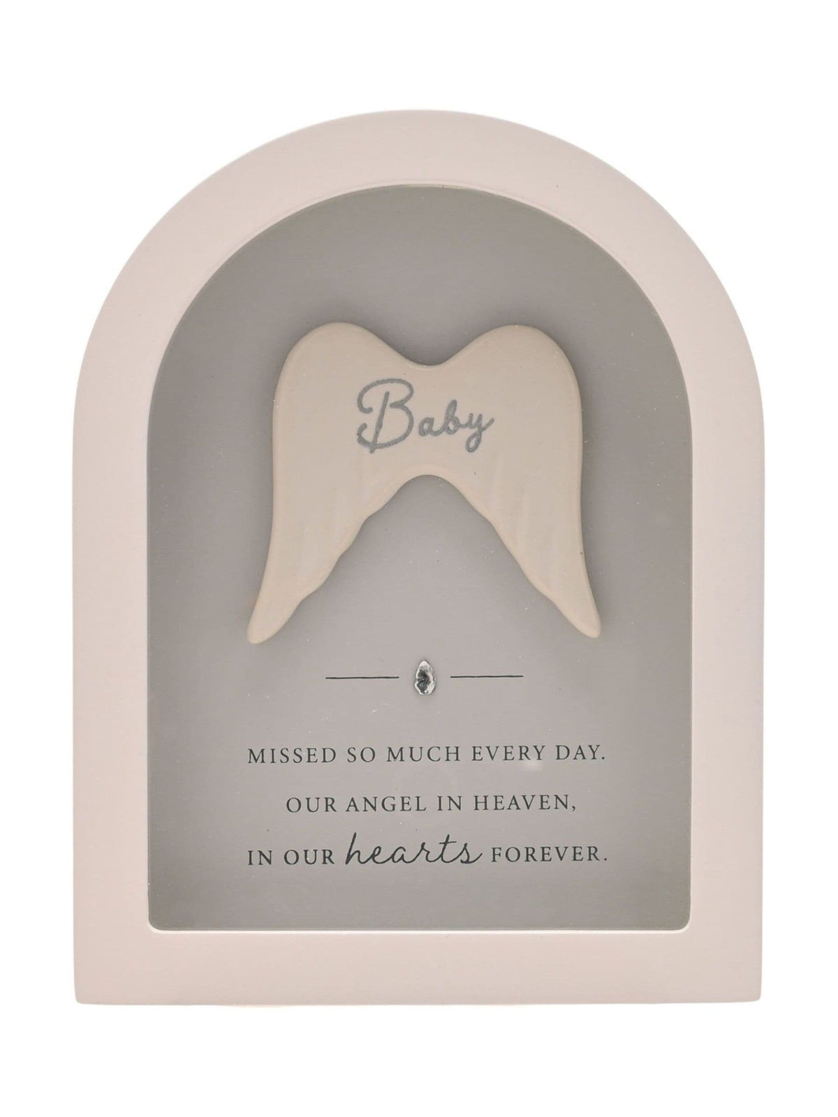 Widdop white arched baby memorial plaque 18cm, UK version