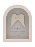 Widdop white arched baby memorial plaque 18cm, UK version