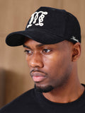 MAUVAIS Black Monogram Trucker Cap in cotton twill (British brand)