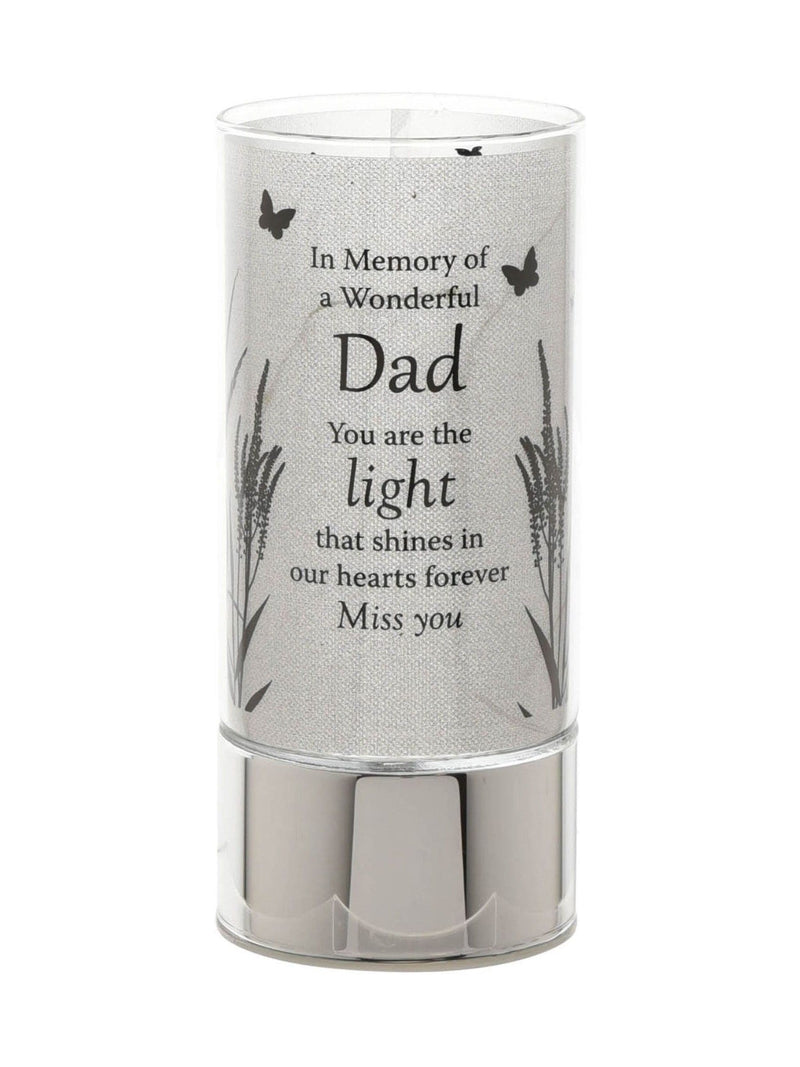 Widdop silver tube light for Dad memorial, UK version