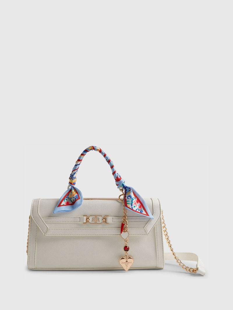 River Island white scarf charm tote bag with cross body strap (British brand)