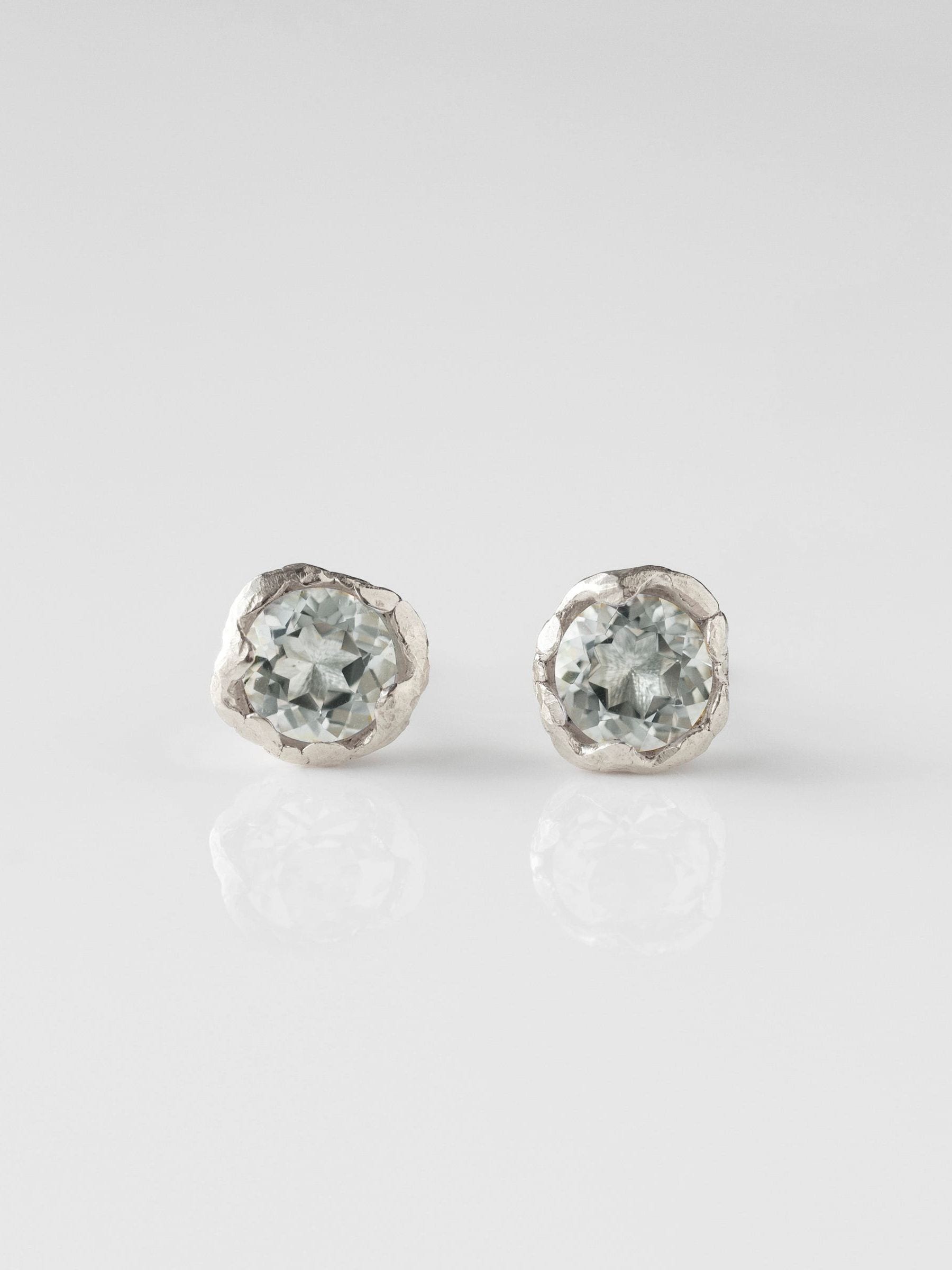 Carrie Elizabeth green amethyst stud earrings in sterling silver, imported from the UK
