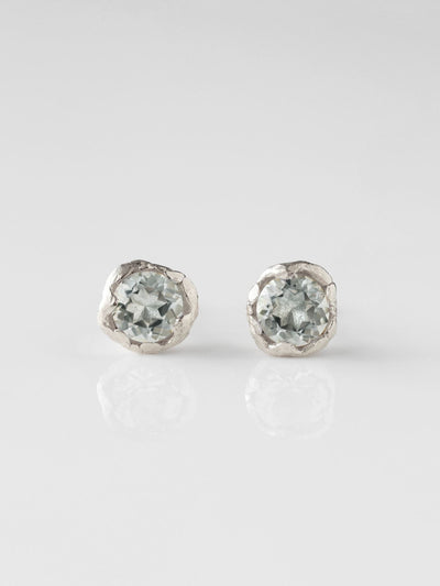 Next Carrie Elizabeth Silver Molten Green Amethyst Stud Earrings- Buy online at McGrocer