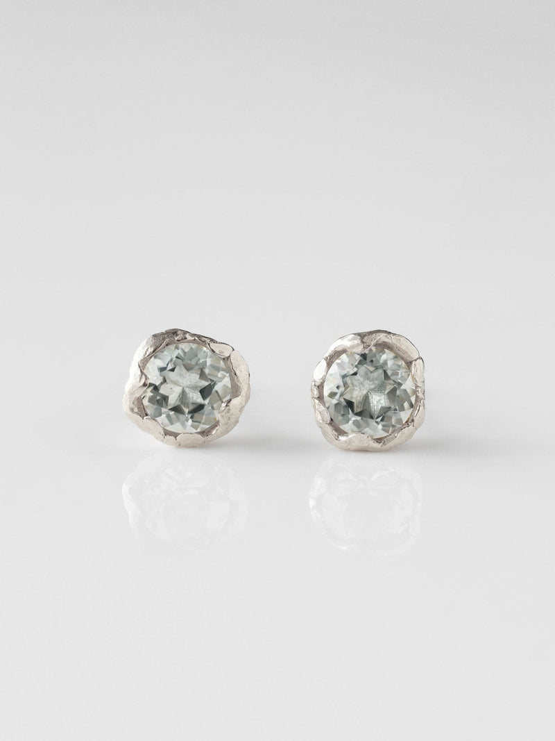 Carrie Elizabeth green amethyst stud earrings in sterling silver, imported from the UK