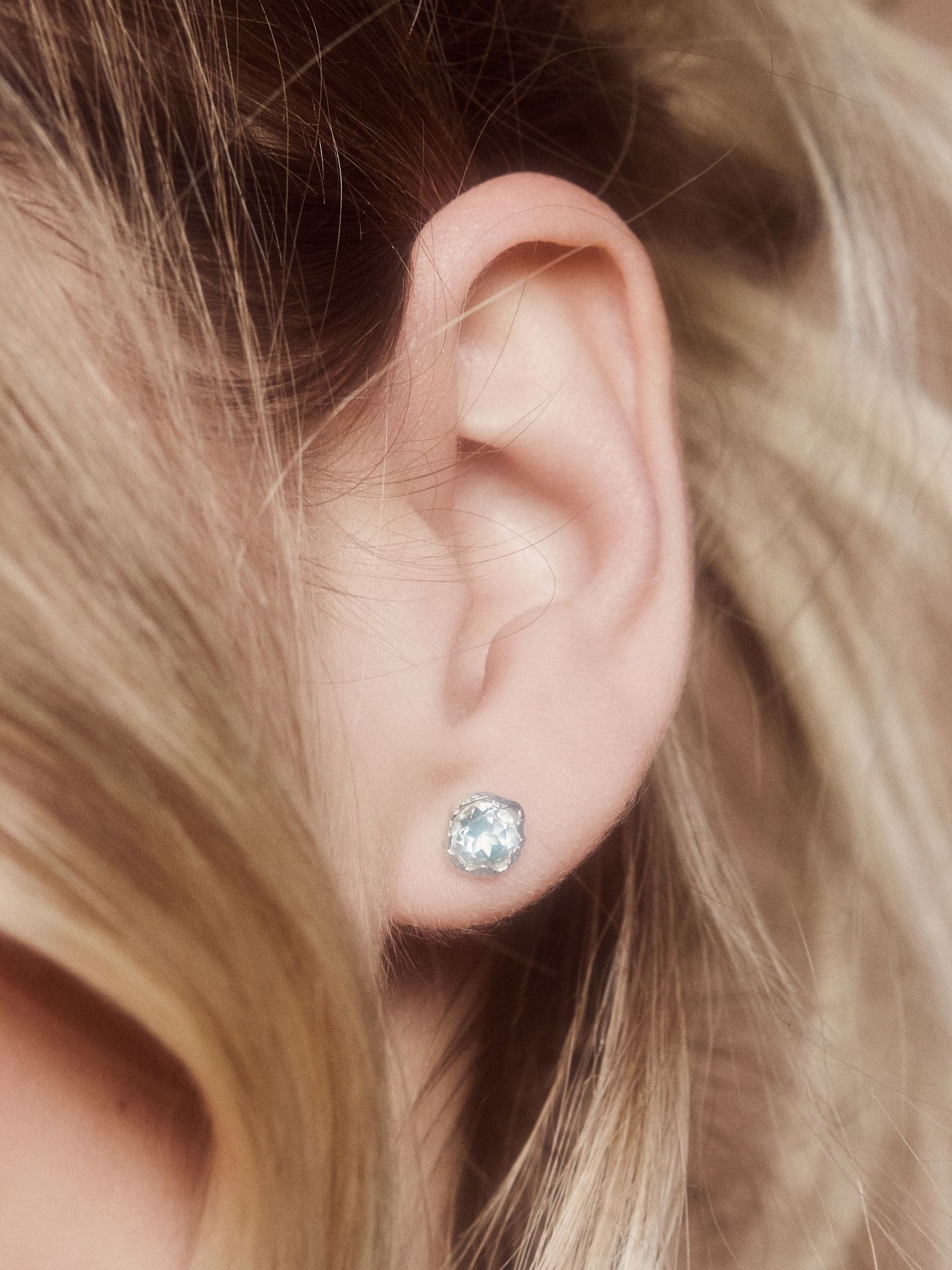 Carrie Elizabeth green amethyst stud earrings in sterling silver, imported from the UK