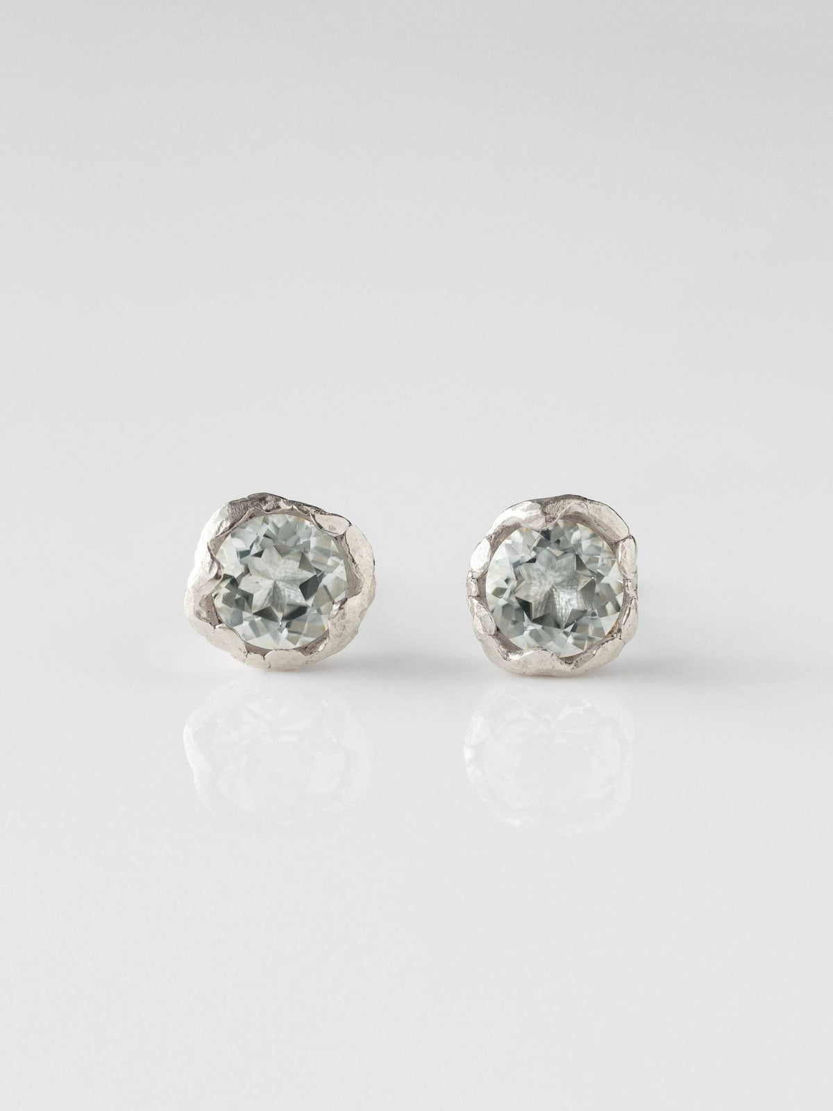 Carrie Elizabeth green amethyst stud earrings in sterling silver, imported from the UK