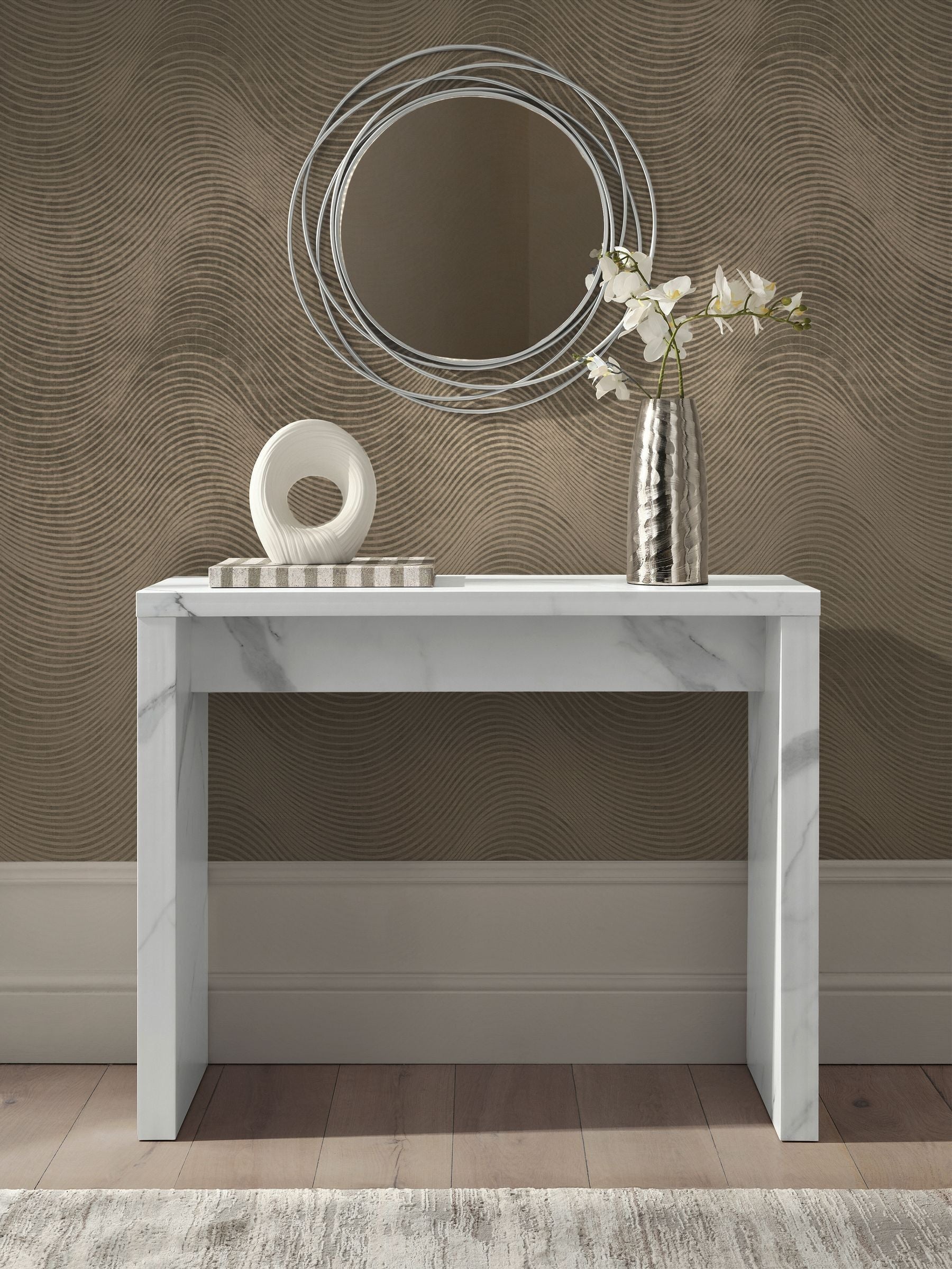 Wallpaper sample taupe A4 Luxe Lucia, imported from the UK
