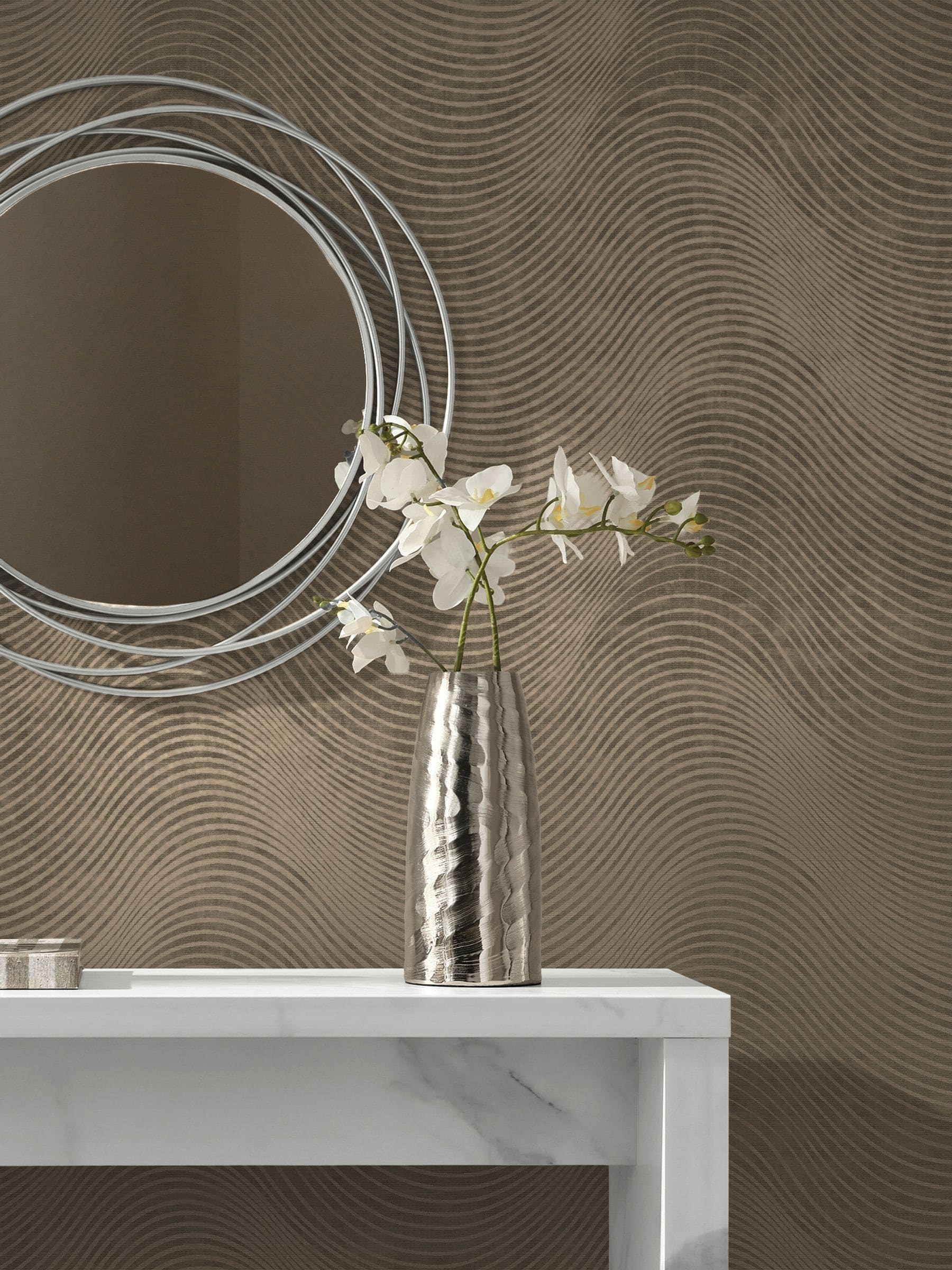 Wallpaper sample taupe A4 Luxe Lucia, imported from the UK