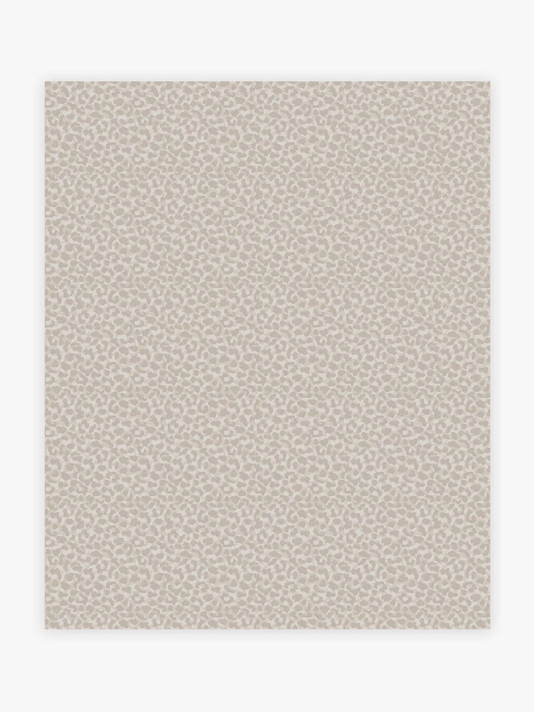 Luxe Leopard wallpaper sample in taupe and stone, imported from the UK