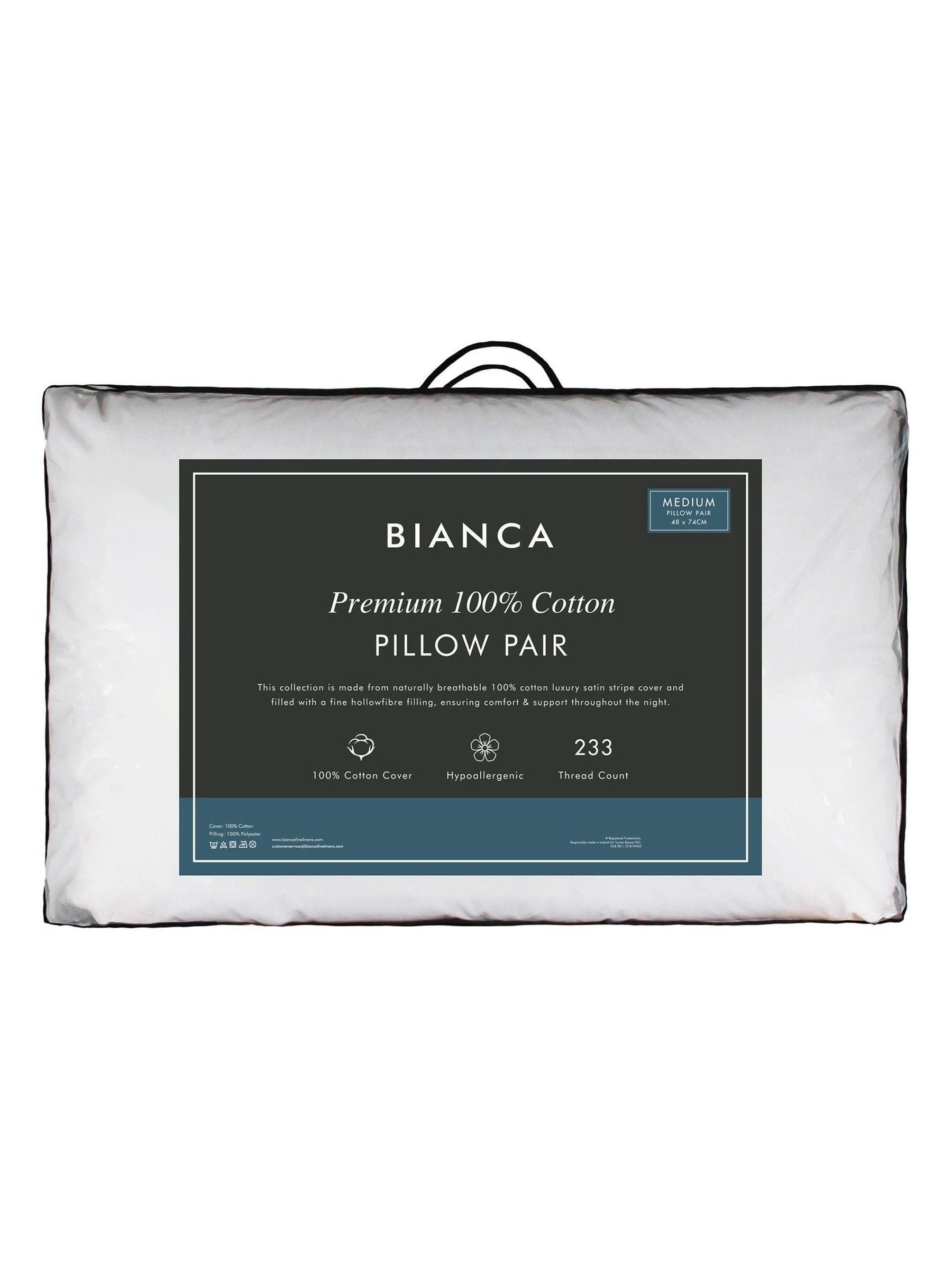 Bianca premium cotton stripe pillow pair 47x54cm, imported from the UK