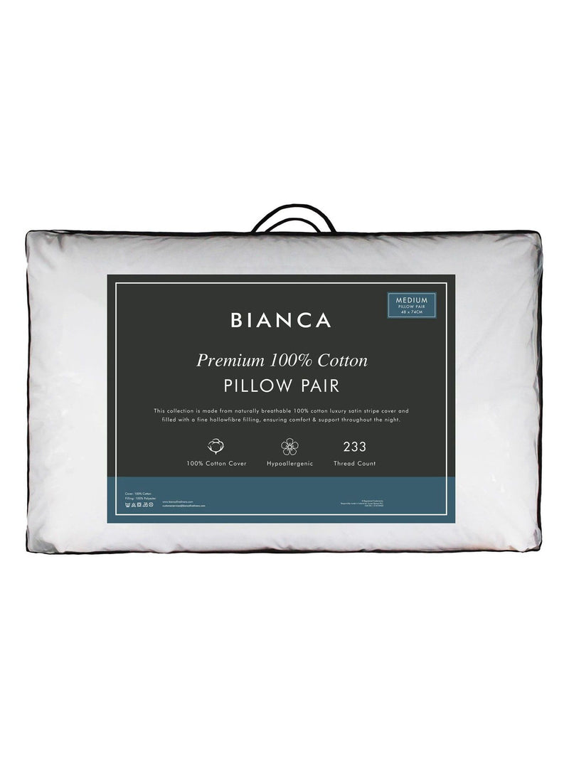Bianca premium cotton stripe pillow pair 47x54cm, imported from the UK