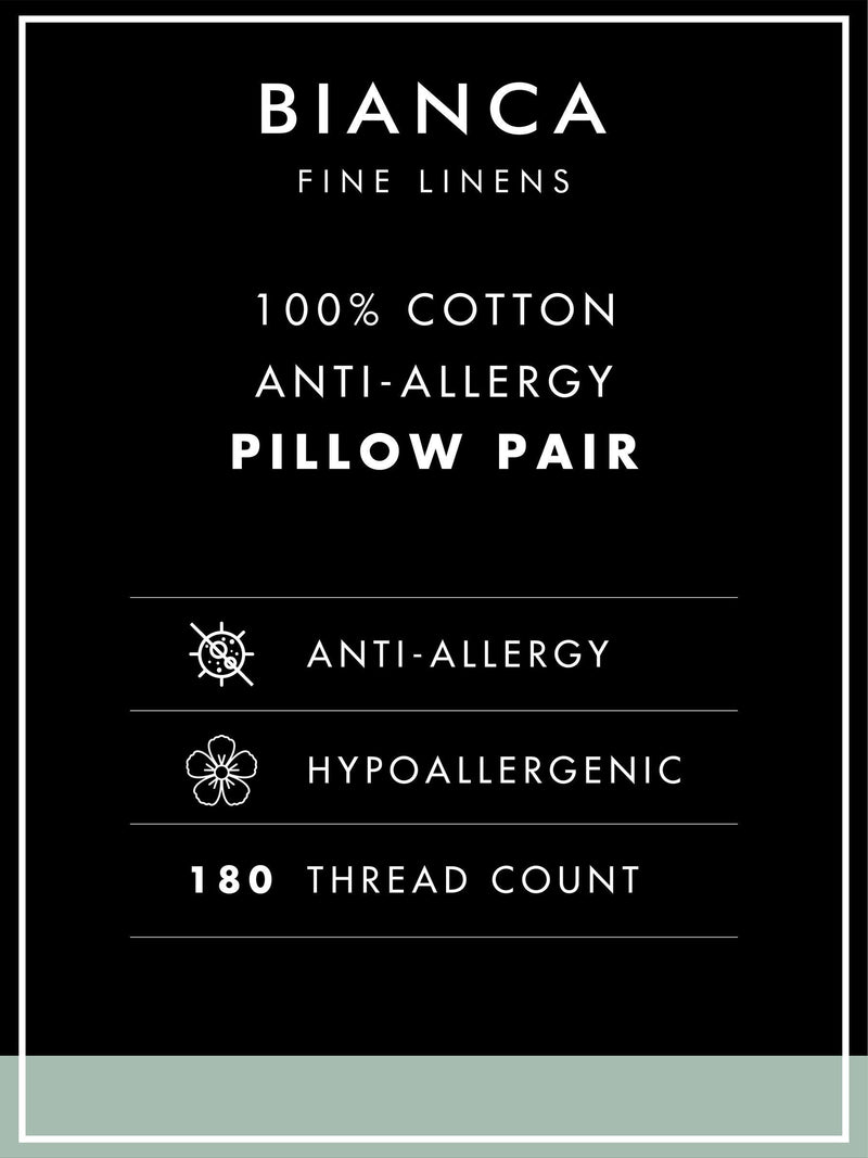 Bianca anti allergy cotton pillow 180 thread count, UK version