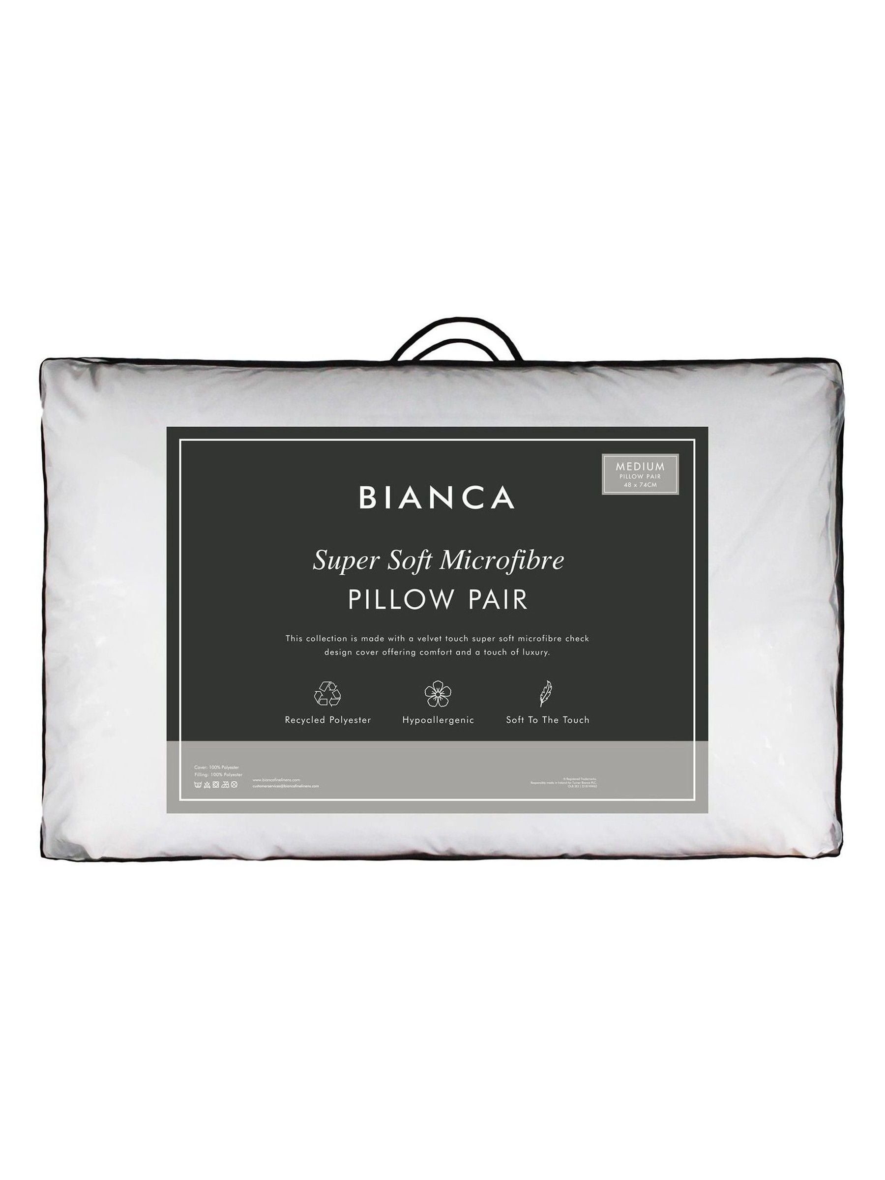 Bianca soft microfibre pillow pair 47x54cm - British product