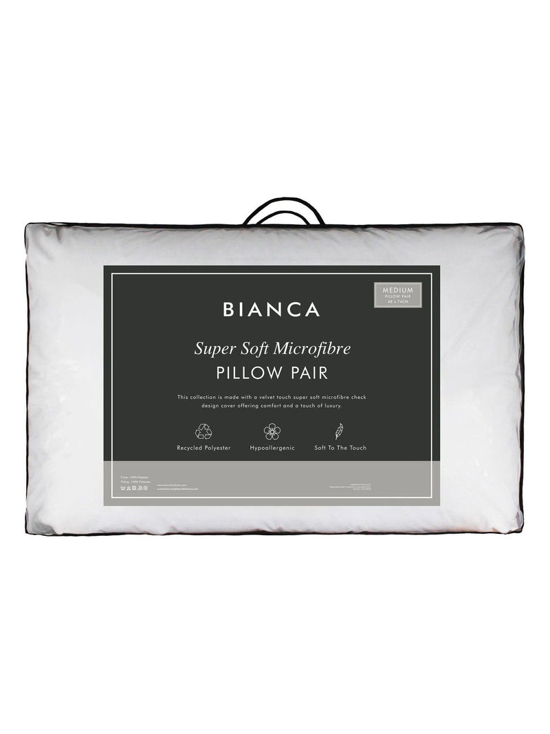 Bianca soft microfibre pillow pair 47x54cm - British product