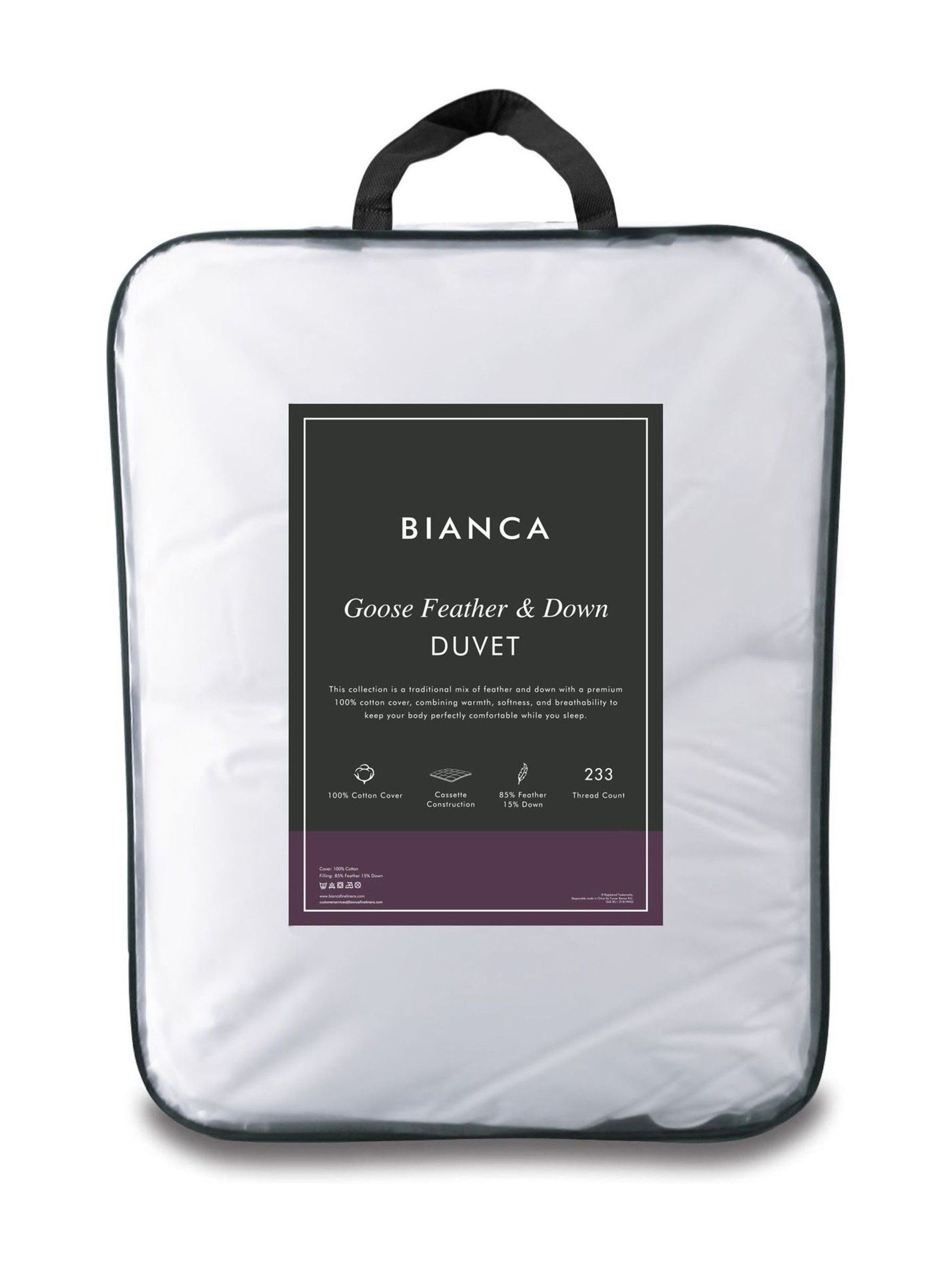 Bianca goose feather duvet 13.5 tog - British product