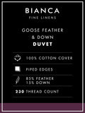 Bianca goose feather duvet 13.5 tog - British product