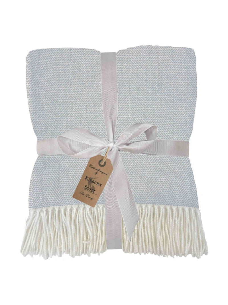 Gallery Home Blue Breeze herringbone throw with tassels 130x170cm, UK version
