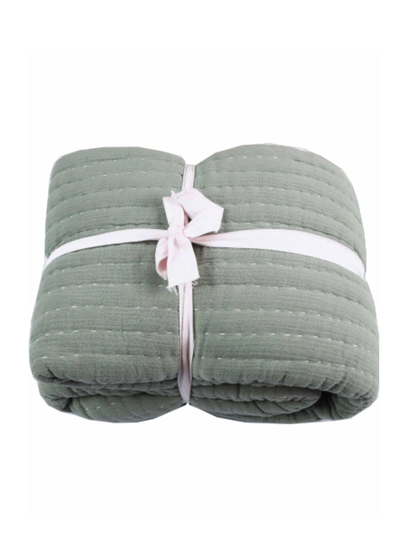 Gallery Home green sylvan stitched gauze bedspread 260x240cm (British brand)
