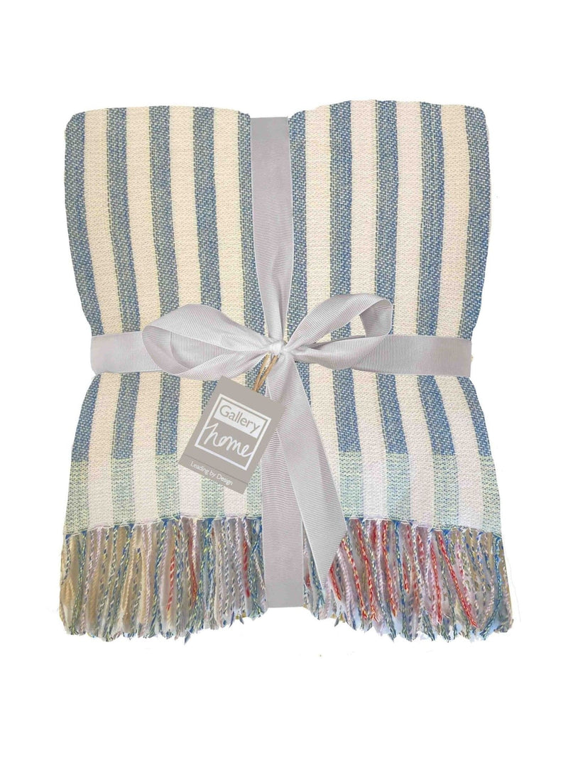 Gallery Home BlueNatural Juniper Stripe Throw with Tassels 1300x1700mm