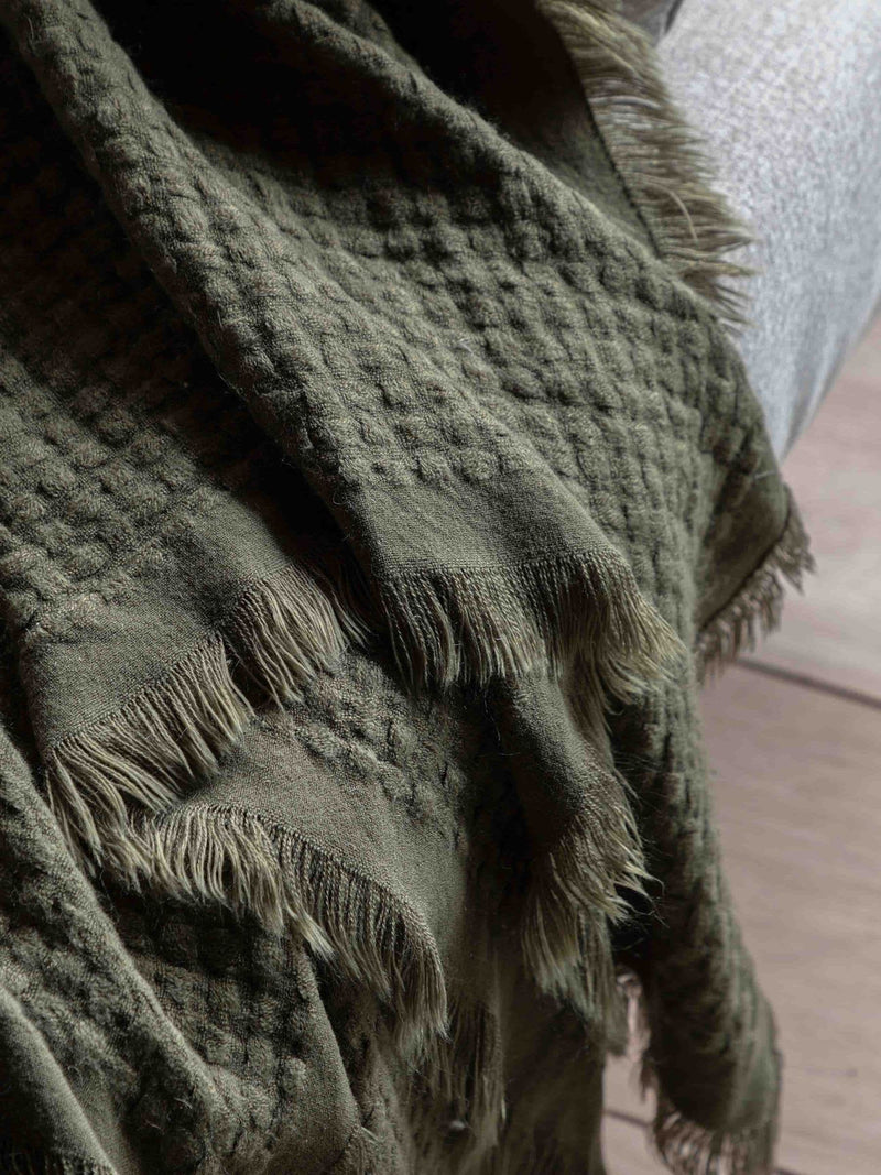 Gallery Home olive green waffle throw 1300x1700mm - British product