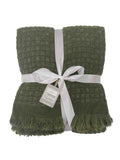 Gallery Home olive green waffle throw 1300x1700mm - British product