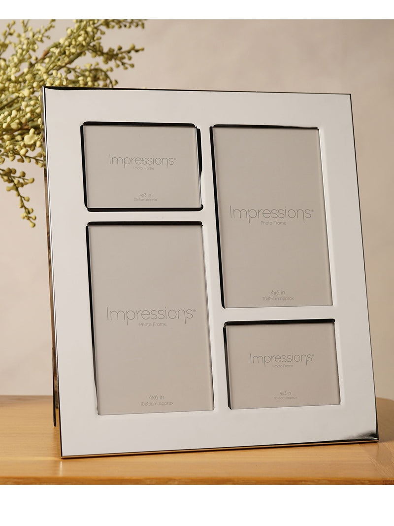 Widdop silver four-aperture collage photo frame 27x25cm, imported from the UK