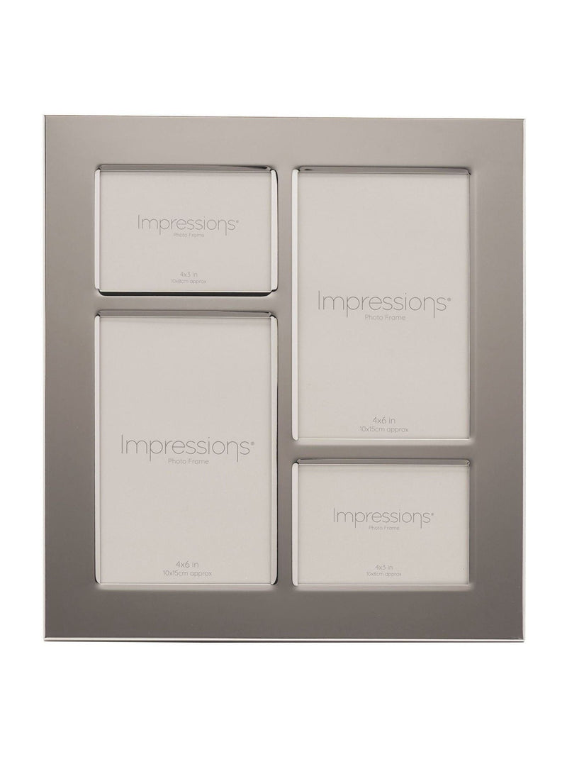 Widdop silver four-aperture collage photo frame 27x25cm, imported from the UK