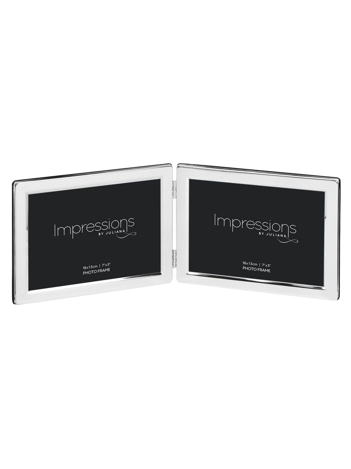 Widdop silver double landscape photo frame, imported from the UK